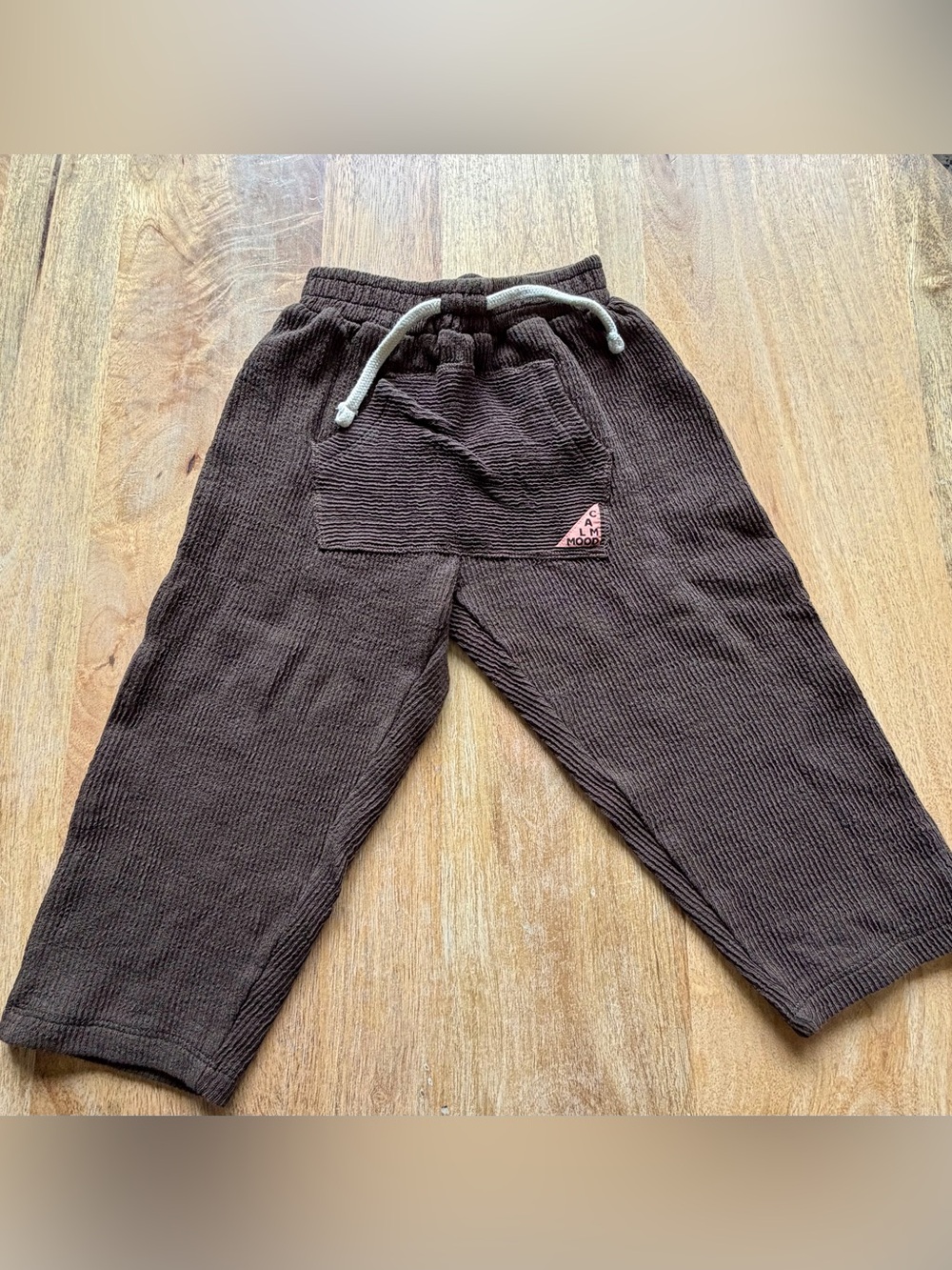 Zara Kids Dark Brown Ribbed Joggers with Drawstring